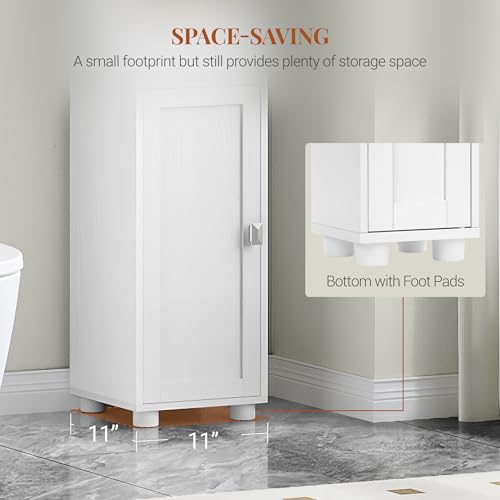 HEXCELEN Tall White Bathroom Storage Cabinet 11"D x 11"W x 70.9"H with Shelves