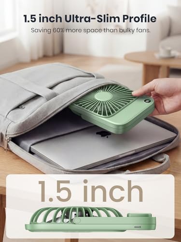 Portable Desk Fan 2 Pack with 5000mAh Battery, Quiet & Ultra-Thin, Sand & Green