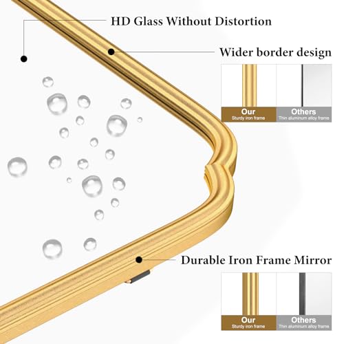 Gold Bathroom Vanity Mirror 24x36 Inch Wall-Mounted Modern Rectangular with Metal Frame - Variation of THIS listing