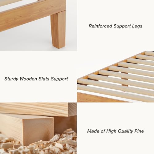 Sweetcrispy Twin Size Bed Frames, 12 Inch Height Wood Platform Frame