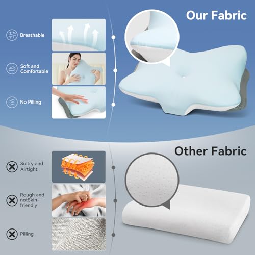 Zmarthumb Grey Butterfly Ergonomic Memory Foam Cervical Pillow for Neck Pain Relief