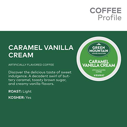 Caramel Vanilla Cream Coffee Pods - Light Roast, 96 Count, Keurig Compatible - Green Mountain