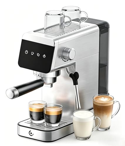 20 Bar Compact Espresso Coffee Machine with Milk Frother - Silver