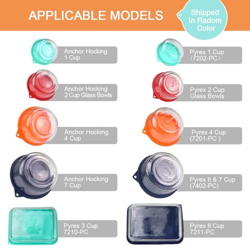 Silicone Replacement Lids for Pyrex & Anchor Hocking Glass Bowls 9-Pack - MIX-9 PACK