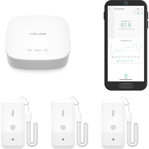 YoLink Freezer Temperature Sensor Kit 3-Pack with Hub | Long-Range WiFi-Free Monitoring