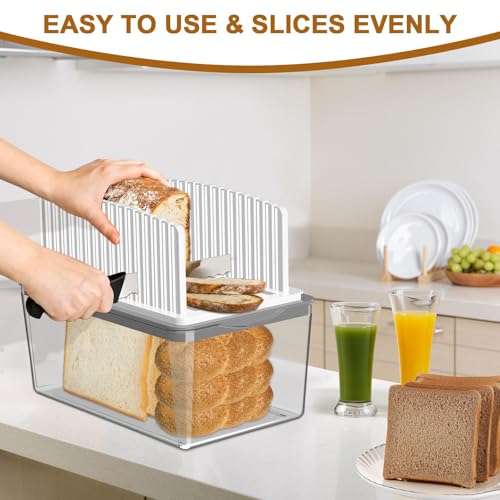 Kiss Core Adjustable Bread Slicer with Bread Box – 2-in-1 Homemade Bread Cutting & Storage Kit
