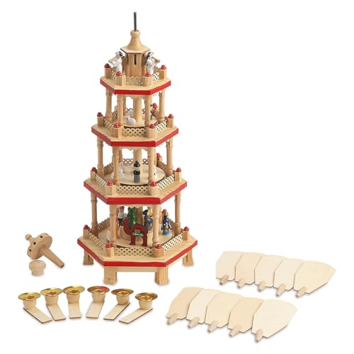 German Wooden Christmas Pyramid with Nativity Scene - 17.5 Inches