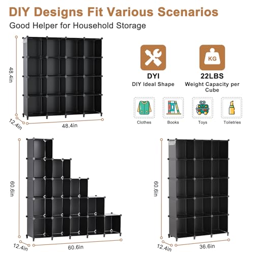 Neprock Black 16-Cube Storage Organizer for Closet & Kids Room