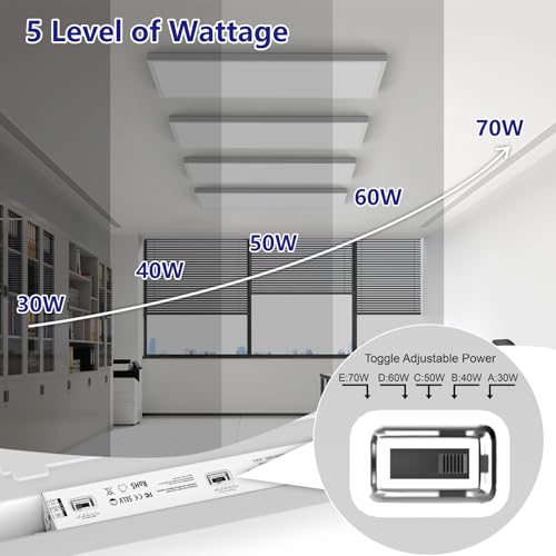 2x4 LED Flat Panel Light Surface Mount - 70W, Dimmable, 5 CCT & Wattage Variants - Includes Variation 1