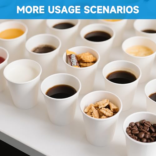 Disposable 8 oz Coffee Cups - 500 Pack, Leak-Proof Food Safe Paper Cups