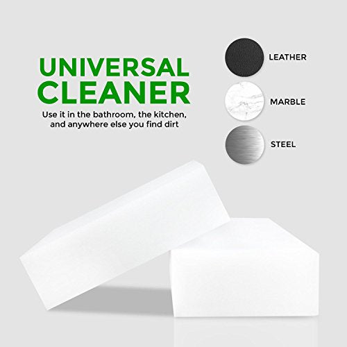 100 Pack Extra Thick Magic Cleaning Sponges - All-Surface Eraser Pads - Double Thickness - Just Add Water - Melamine - Universal Cleaner - Variation of THIS listing