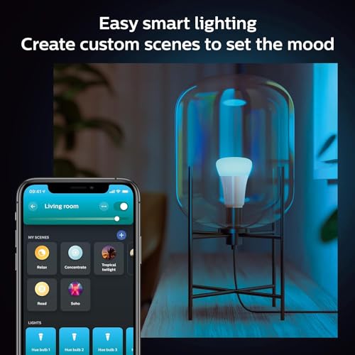 Philips Hue Smart Light Bulbs Starter Kit 60W A19 with Bridge - Color & White