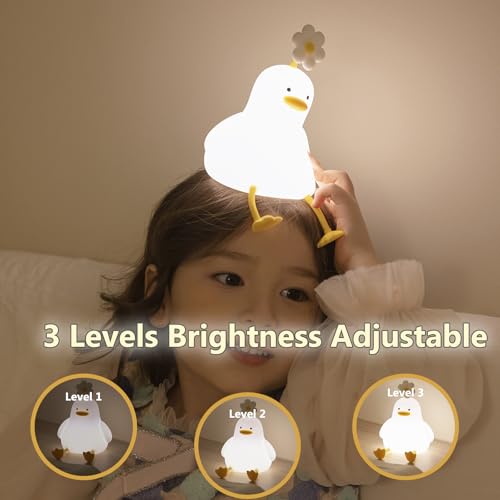 Cute Cartoon Nursery Night Lights, Animal Design Safe Silicone Soft LED Nursery Lamp for Toddler Room Decoration (Flower Duck)