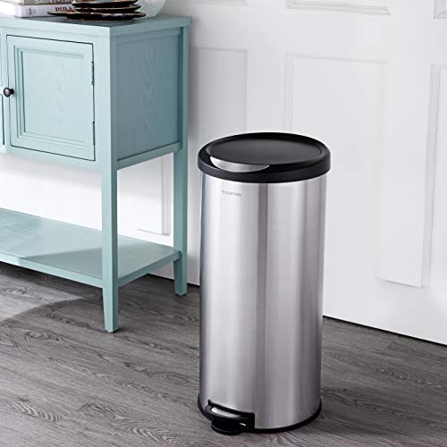 happimess Round Step Trash Can - Stainless Steel, Black Variation