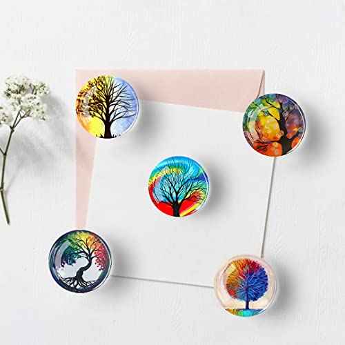 12Pcs Glass Refrigerator Magnet Fridge Sticker£¬Life Tree Crystal Fridge Magnets Decoration for Crafts,Strong Fridge Magnets for Kitchen, School,Office Whiteboard, Cabinet and Dishwasher (Life Tree)