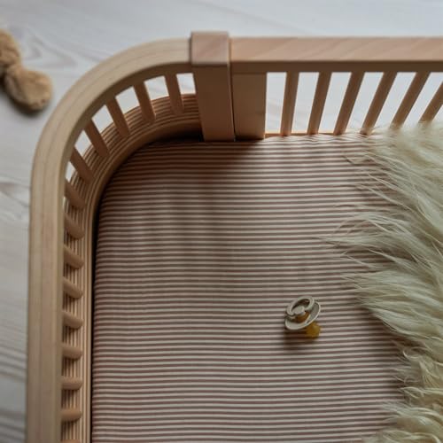 Huxie 2-Pack Organic Cotton Muslin Crib Sheets Fog/Stripe | 28x52 Inches