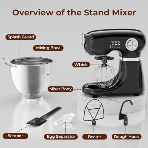 Electactic Black 5.3 Quart Electric Stand Mixer with 12 Speeds, Low Noise