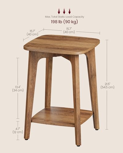VASAGLE Side Table, 2-Tier Small Square End Nightstand