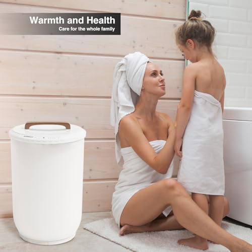SAMEAT White Large Electric Towel Warmer Bucket – Auto Shut-Off, Fits 2 Oversized Towels