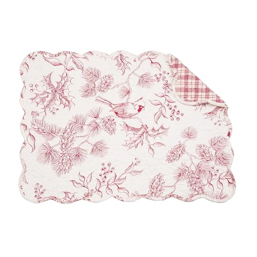C&F Home Cardinal & Winter Branches 100% Cotton Placemats Set of 6 - White & Red