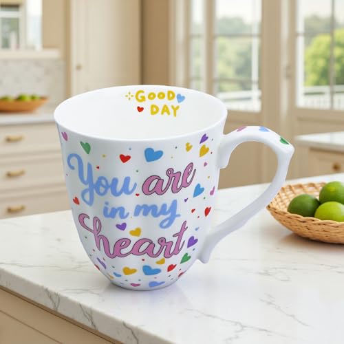 Glen Mila 13oz Heart Bone China Mug for Tea Coffee Lovers — Full of Love