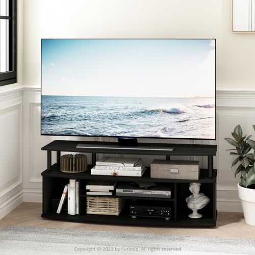 Furinno Jaya 4-Tier TV Stand for Up to 55 Inch TVs - Blackwood/Black