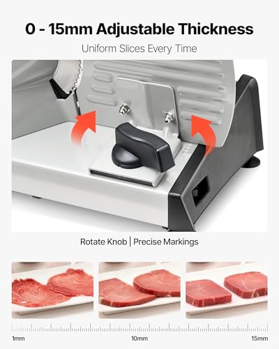7.5 Inch Electric Meat Slicer 200W with Adjustable Thickness Food Slicer for Deli & Ham