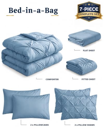Queen Comforter Set All Season Bed in a Bag French Blue - Lane Linen