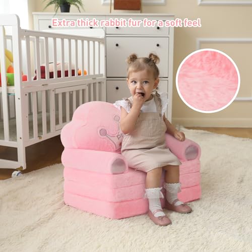Kids Foldable Toddler Chair with Princess Couch Design - Pink Variation