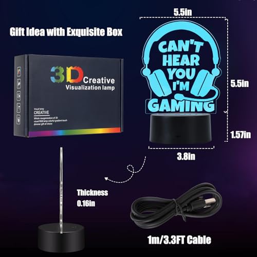Christmas Gamer Gifts for Boyfriend Year Old Teen Boys Girls Easter Basket Stocking Stuffers, Birthday Gifts for Dad Son Husband Brother Gamer Lover LED Light Up Acrylic Gaming Night Light Lamp