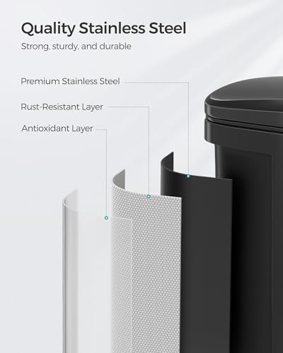 SONGMICS 5.2-Gallon Stainless Steel Step Trash Can - Black