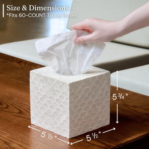 Square Capiz Shell Tissue Box Cover - Coastal Decorative Holder