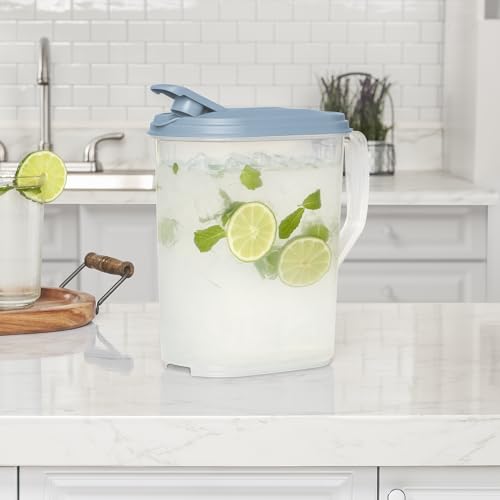 6 Pack 1 Gallon Hinged Pitchers with Handle for Kitchen & Home, Leak-Proof Lid