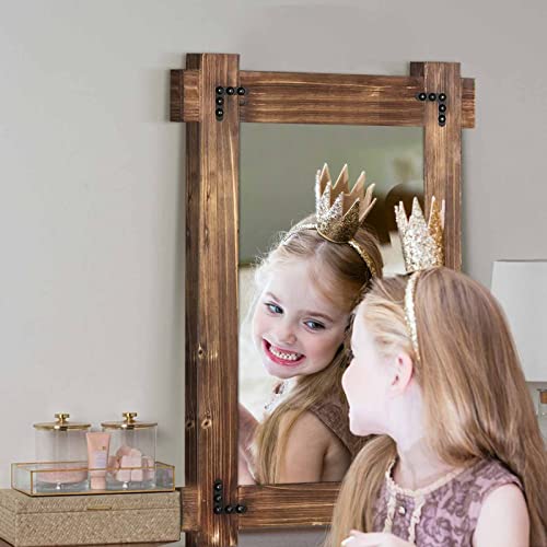 MeMoreCool Rustic Wood Bathroom Mirror 30x20 Inch Farmhouse Vanity Wall Mirror
