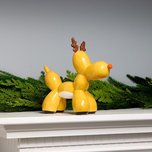 Christmas Reindeer Figurine Balloons - Holiday Decor, 8 Inch Polyresin