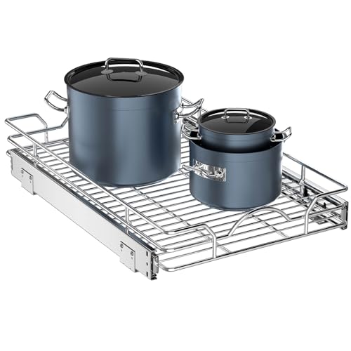 15x21 Inch Pull Out Cabinet Organizer with 1 Tier - Kitchen & Bathroom Storage