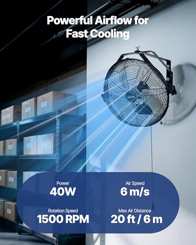 VEVOR 14 Inch Industrial Wall Mount Fan with 3 Speeds, Waterproof Outdoor Cooling