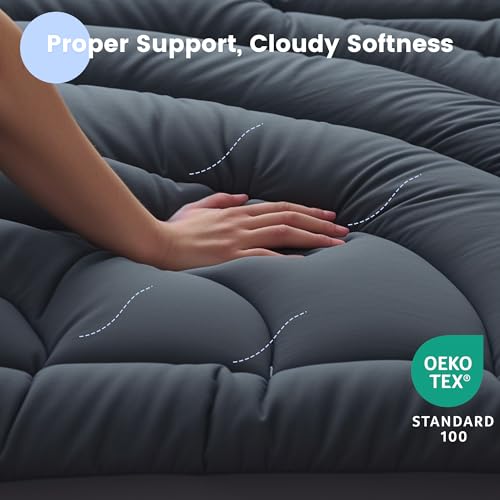 QUIETSEA Waterproof Queen Mattress Protector Gray Quilted Fitted Bed Cover