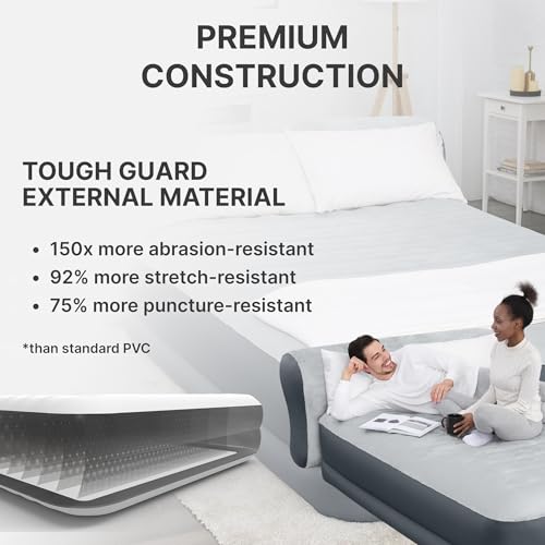 SleepLux Queen ToughGuard Air Mattress with Headboard and Built-in Pump