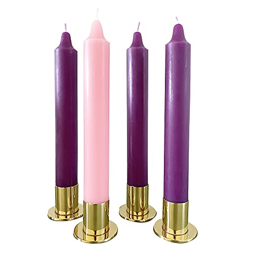 Advent Candle Set 4 Unscented 1.5in x 12in Purple Pink - Holds Not Included
