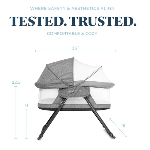 Go With Me Slumber Deluxe Portable Rocking Bassinet with Canopy - Charcoal Tweed