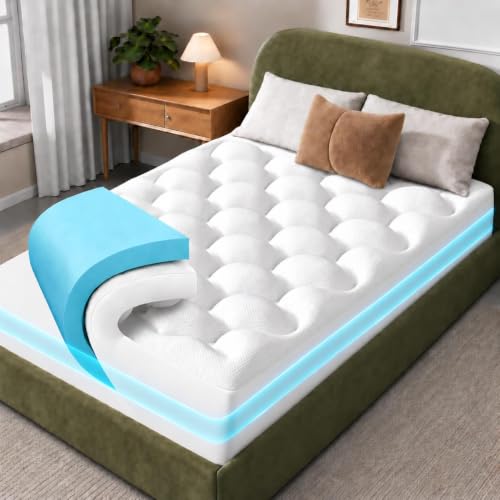 Plush 4-Inch Cooling Gel Memory Foam Mattress Topper - Full Size, 75"L x 54"W x 4" Thick