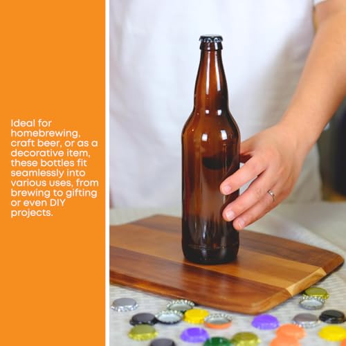 12oz Amber Glass Beer Bottles Pack of 48 for Home Brewing - Longneck Bottles with Crown Finish