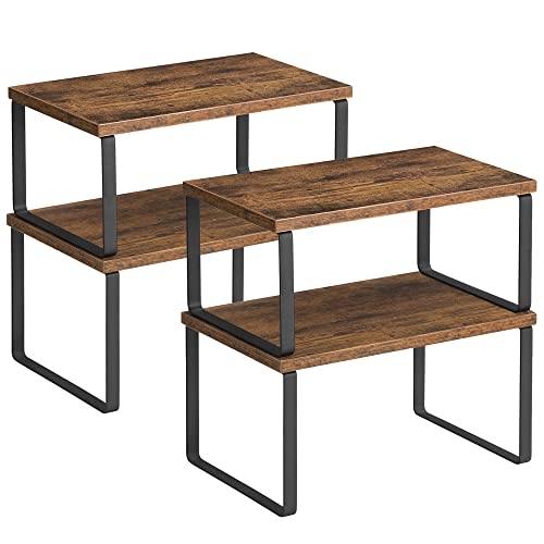 SONGMICS 4-Piece Kitchen Cabinet Organizer Set Black & Rustic Brown, 5.4" & 6.2" Height Variations