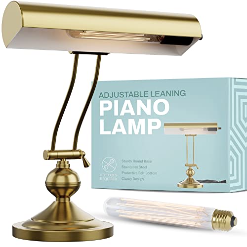 Home Intuition Classic Antique Brass Adjustable Piano Desk Lamp - Banker Light