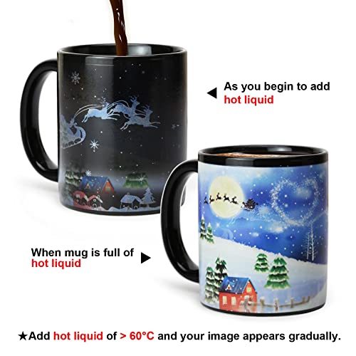 Xma Snowman Blue Color Changing Mug 12oz - Holiday Christmas Gift Box for Women Men Kids
