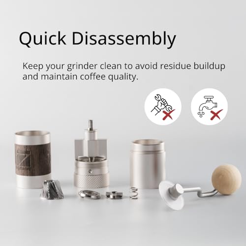 Manual Coffee Grinder with Crank Handle - Stainless Steel Conical Burr - Travel & Camping