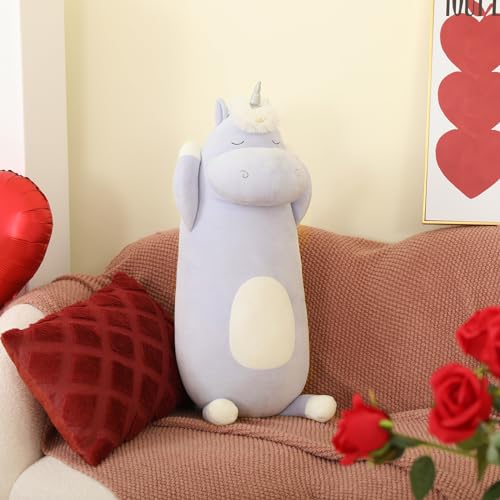 MorisMos 24" Unicorn Body Pillow, Soft Plush Toy for Kids & Adults, Blue