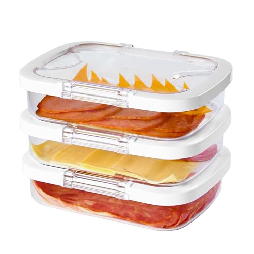Deli Meat 3-Pack Food Storage Containers with Airtight Lids - Clear Tritan
