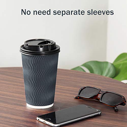 Springpack Gray Disposable Coffee Cups with Lids & Straws 16oz - 90 Set